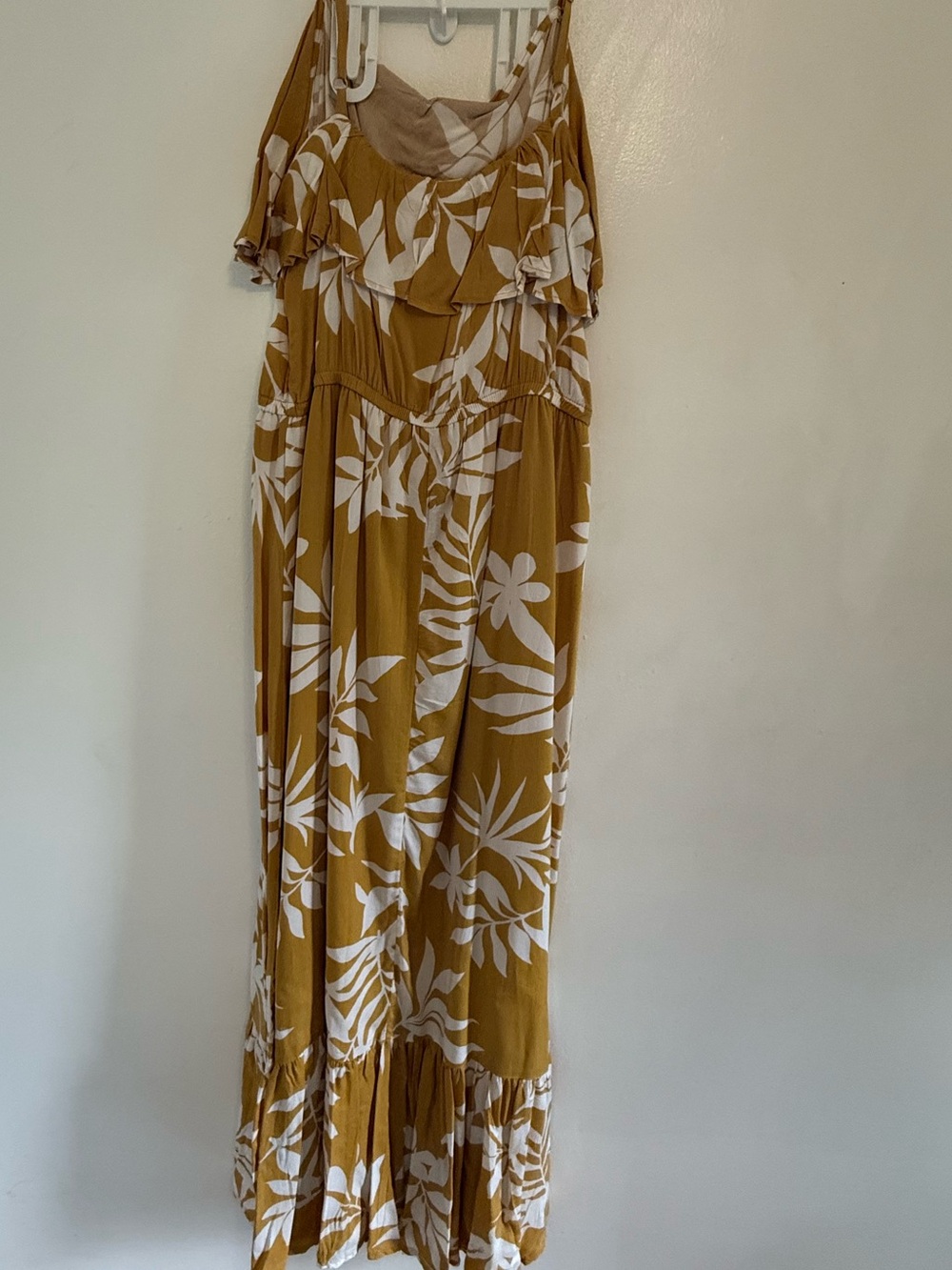 NWT Old Navy Mustard Yellow Tropical Tiered Maxi Dress size large tall - Picture 15 of 16